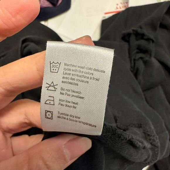 CHASER‎ Black Scoop Neck Ruffled Shoulder Long sleeve Top in medium Cotton - Picture 7 of 8